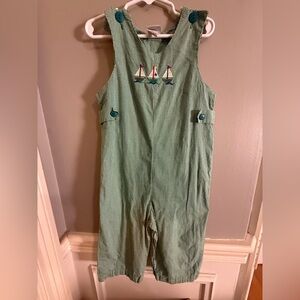 Chez Ami Green Gingham Sailboat Smocked Jon Jon Longall Boys 4T